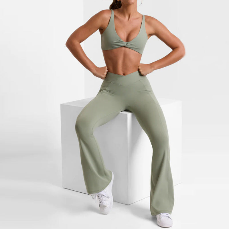 Sports Fitness Set Yoga Flared Pants Bra Two-piece Set