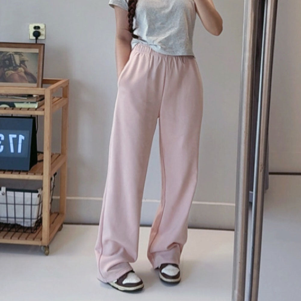 Women's new casual Joker drawstring design loose plus velvet straight pants