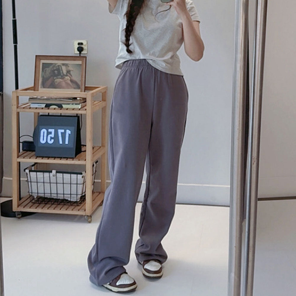 Women's new casual Joker drawstring design loose plus velvet straight pants