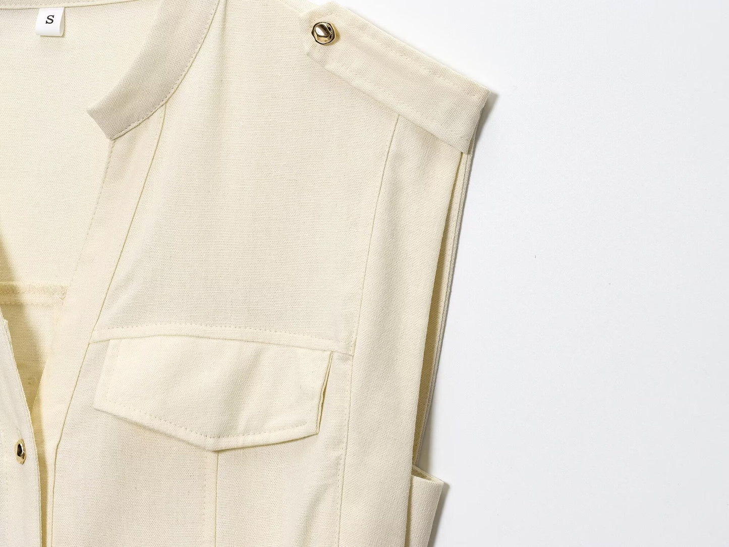 Women's New Fashion Sleeveless Single breasted Linen Blended Midi Dress