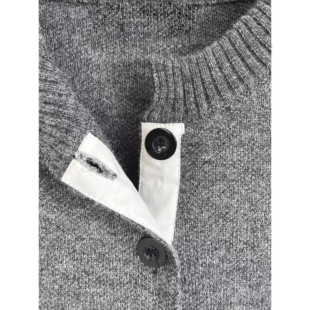 קרדיגן סרוג עם צווארון O וטקסטורה רכה ואופנה חדשה לנשים