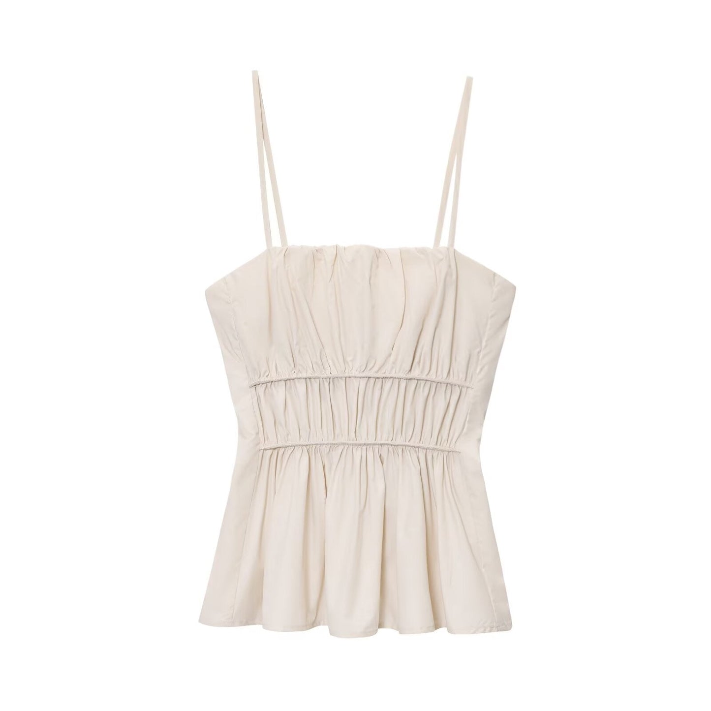 2025 women's New Fashion sleeveless pleated Thin suspender top