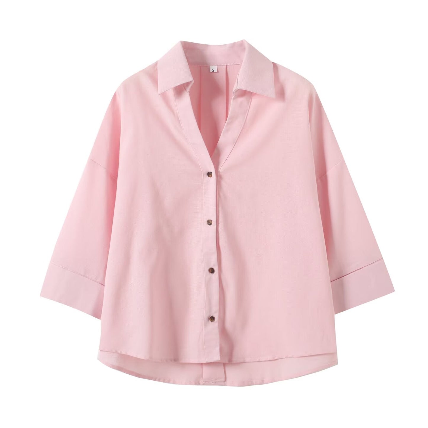 Women's 2025 new fashion loose linen blended button up shirt