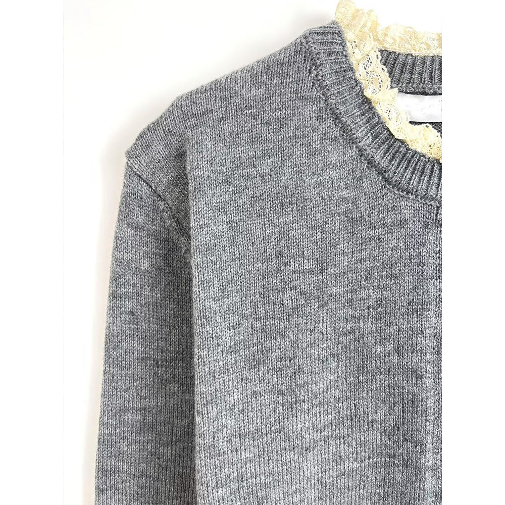 קרדיגן סרוג טלאים עם צווארון O לנשים