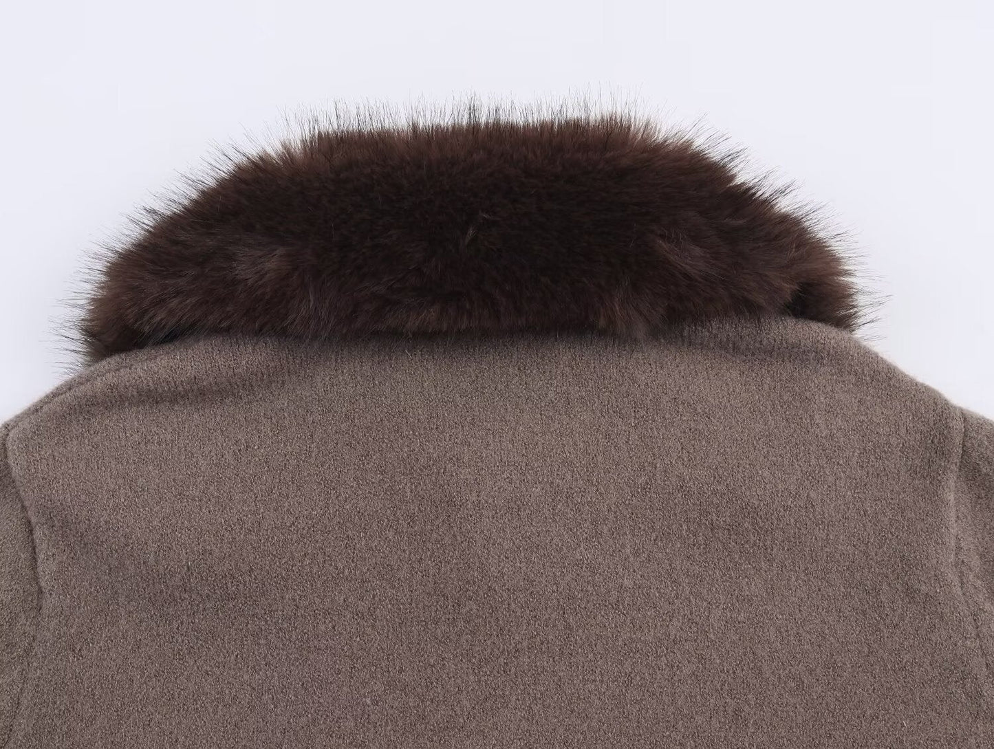 Women's new faux fur effect lapel knitted Coat