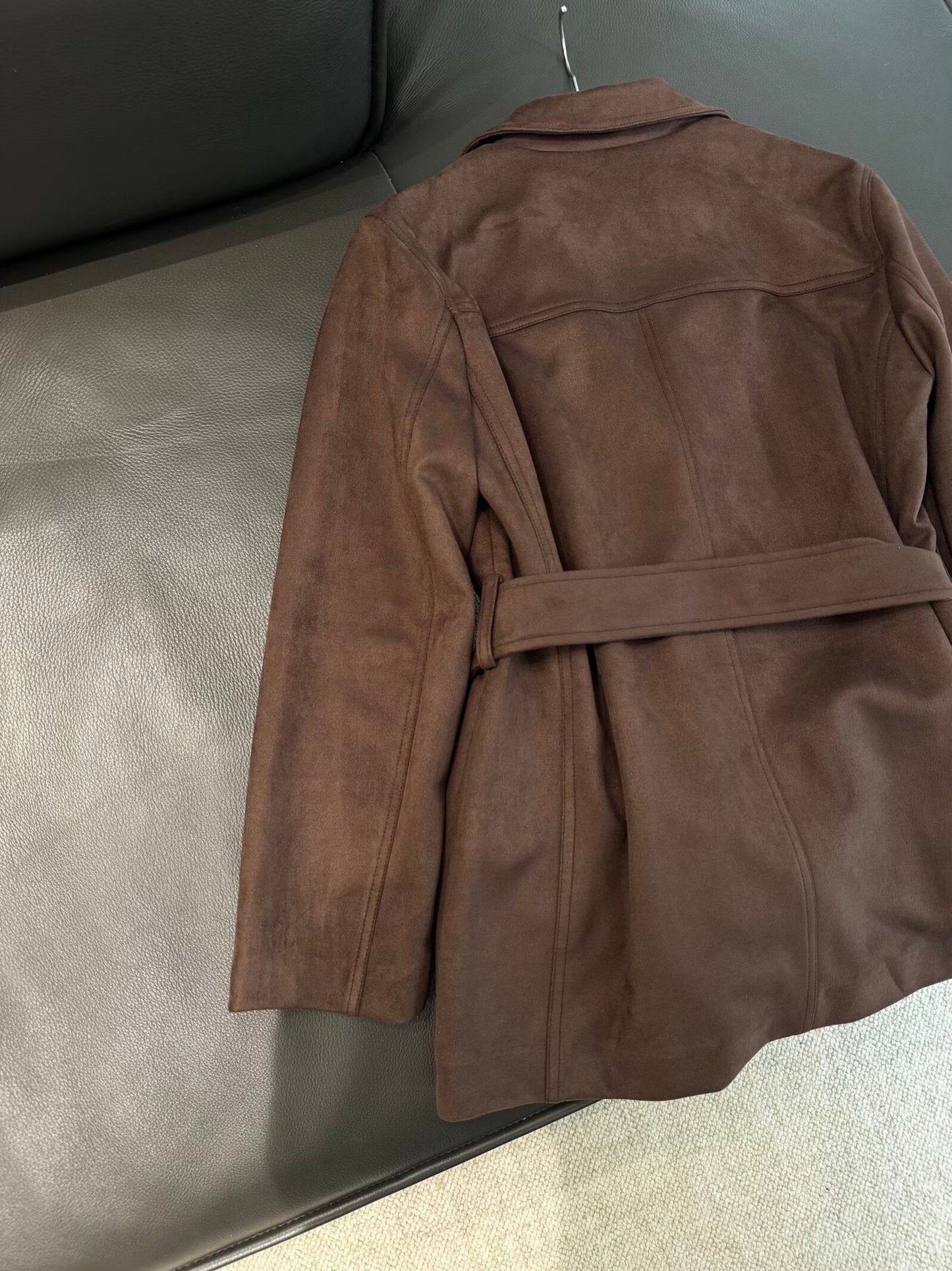 אופנה חדשה לנשים עם חגורה, ז'קט דש עם אפקט אנטי-זמש