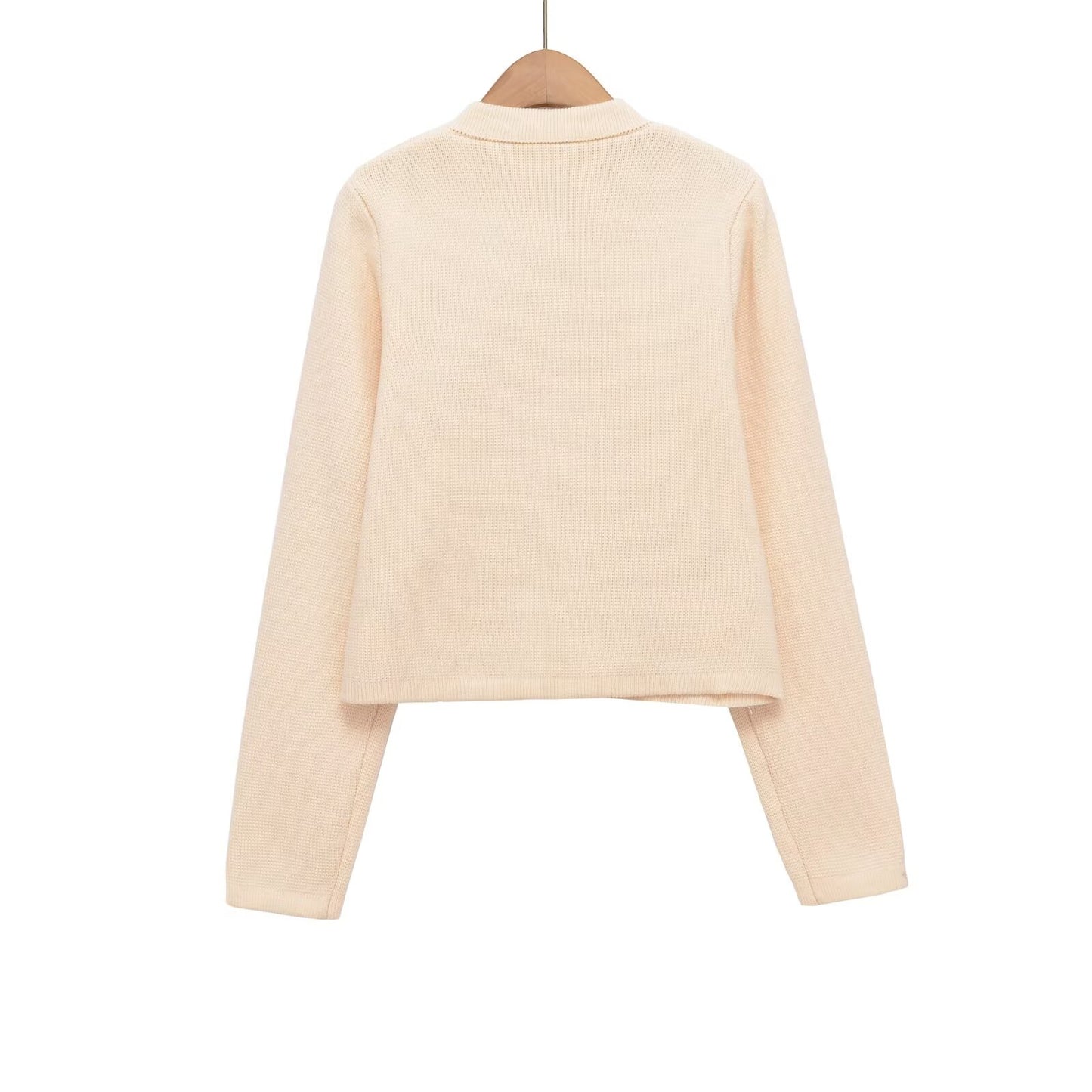 Women's O Neck long sleeved elastic knitted Coat