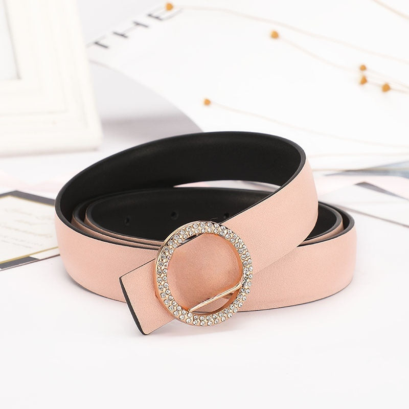 Women's New Casual Joker Multicolor Diamond-encrusted Decorative Belt Belt with A Box