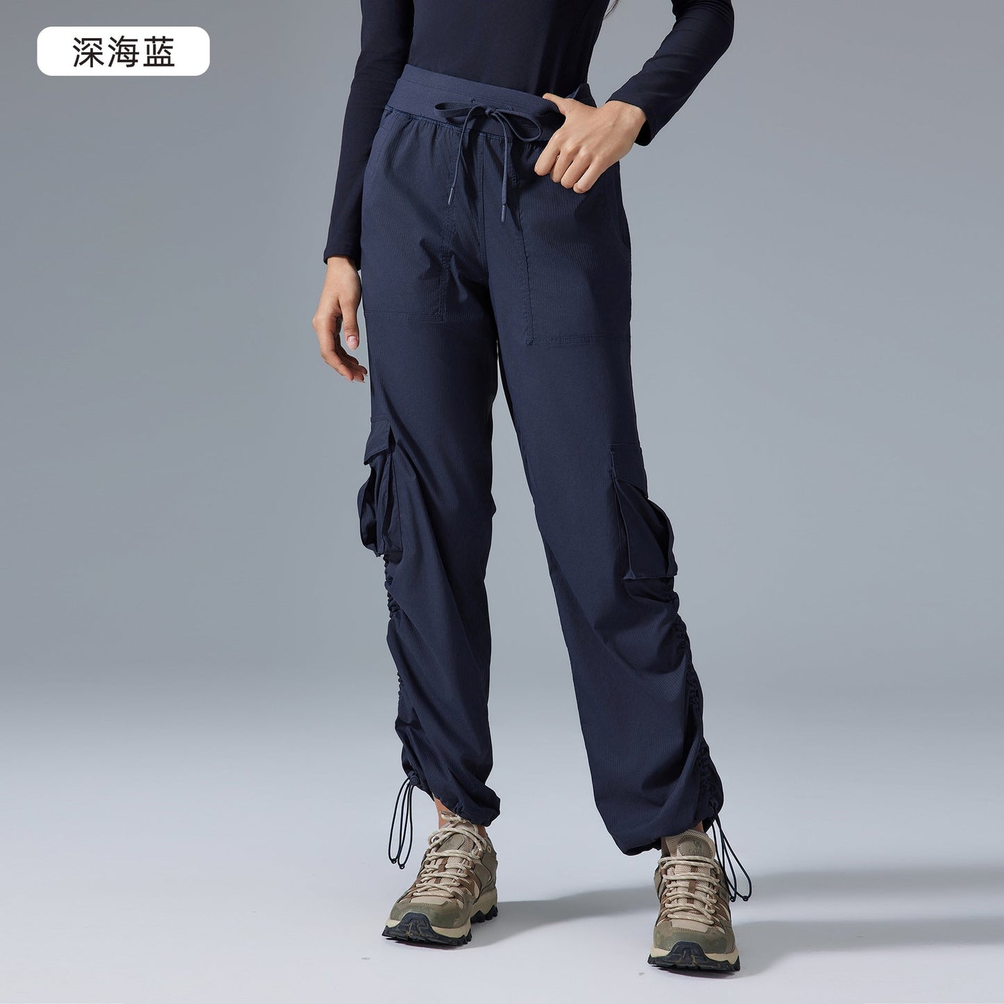 Women's new Joker running lightweight quick-drying multi-pocket wide-leg overalls