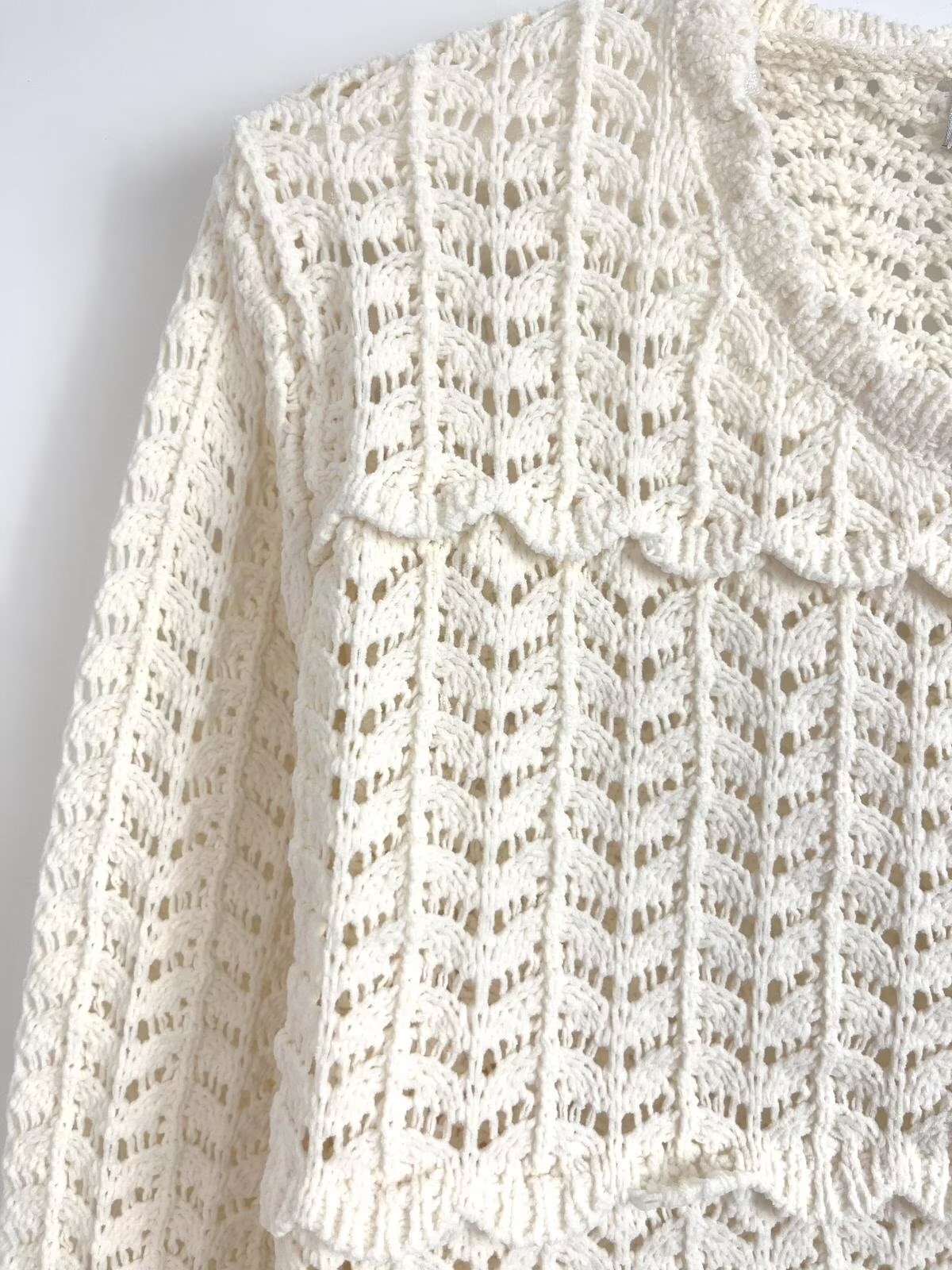 קרדיגן סרוג עם שרוולים ארוכים וצווארון O לנשים, שוליים טלאים