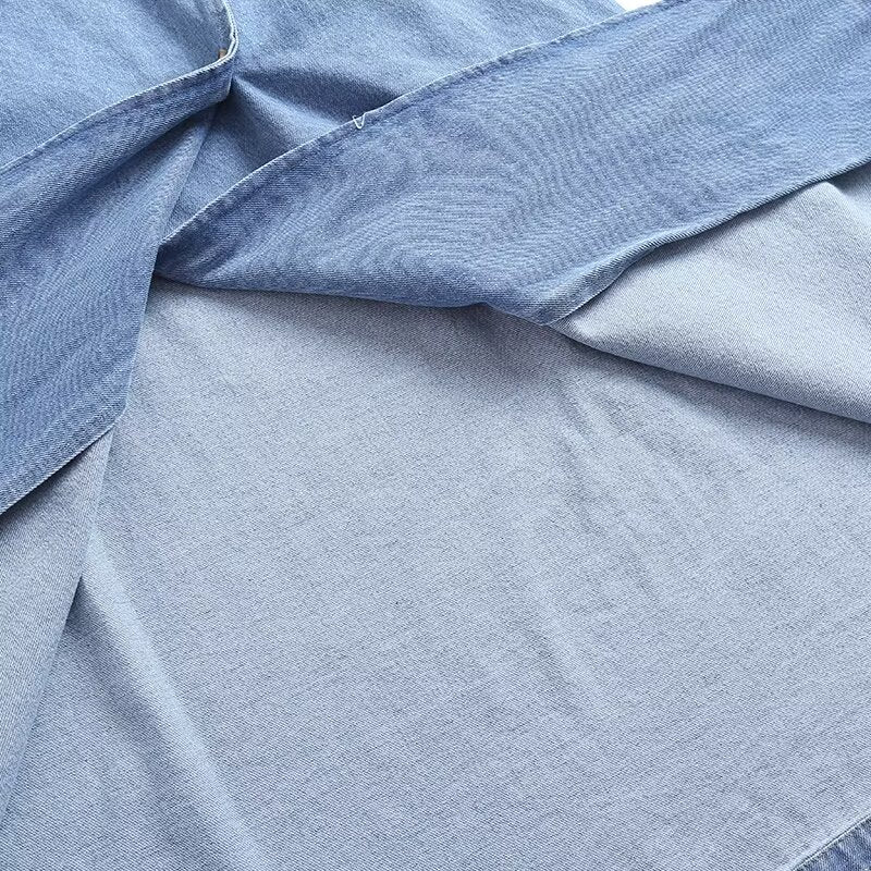 Women's new fashion with Belt long style double breasted denim Windbreaker coat