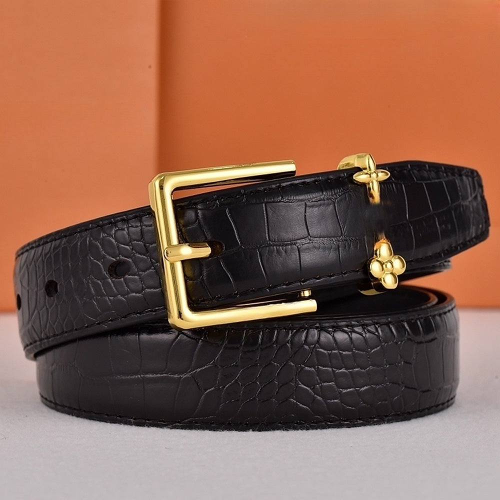 Women's new temperament Joker pin buckle design letter decoration with belt With a box