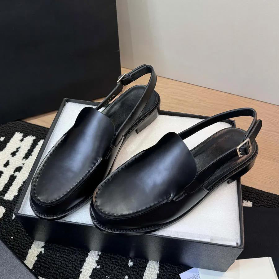 Women's new fashion Joker leather British style flat-bottomed lazy loafers shoes small leather shoes have a shoe box