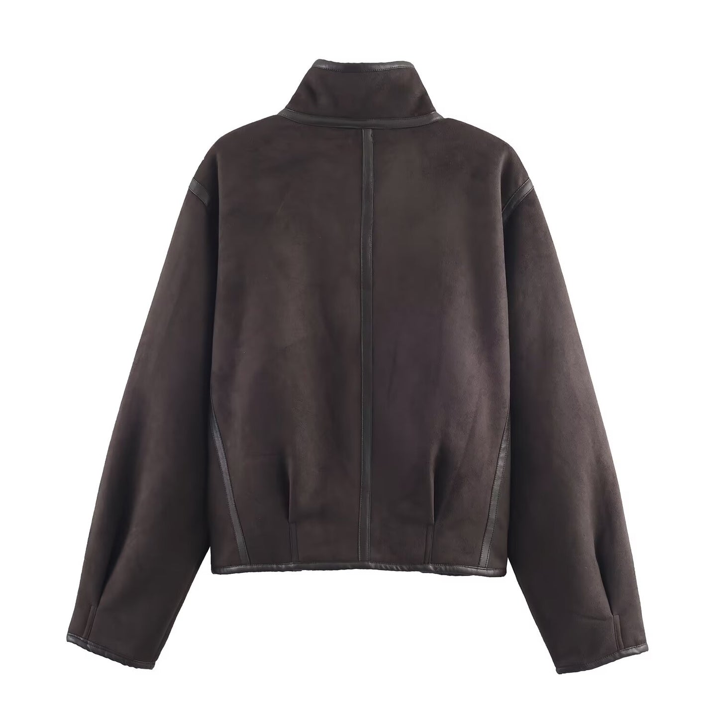 Women's stand collar Fur Faux Leather double-sided jacket Coat