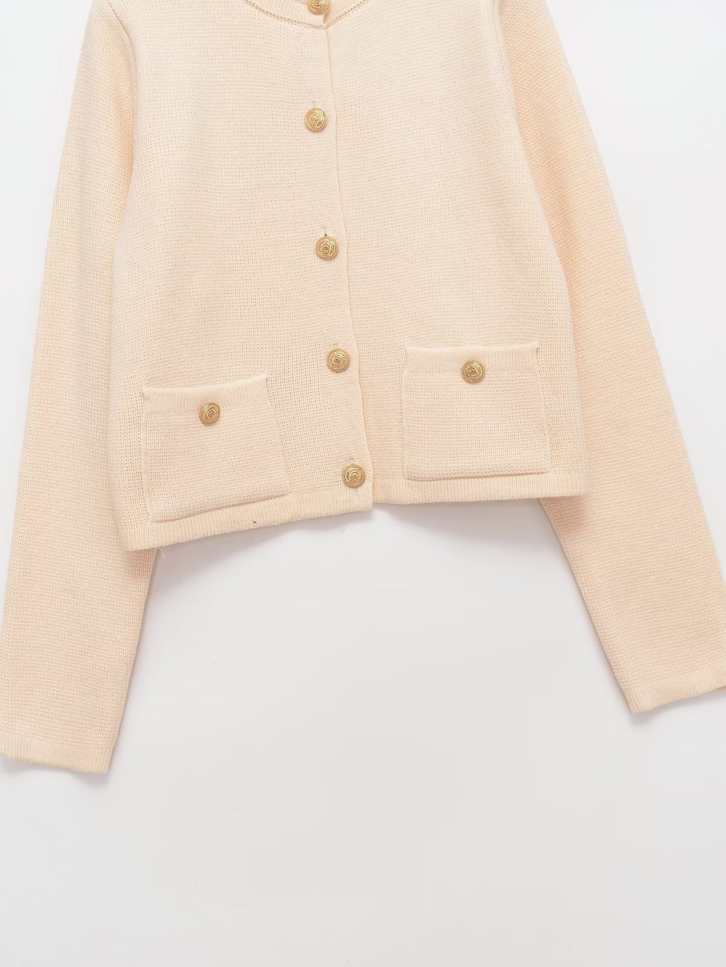 Women's O Neck long sleeved elastic knitted Coat