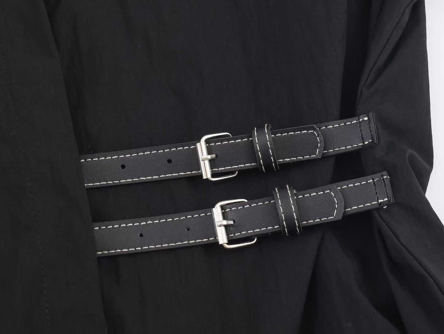 Women's 2025 new belt decoration loose poplin shirt