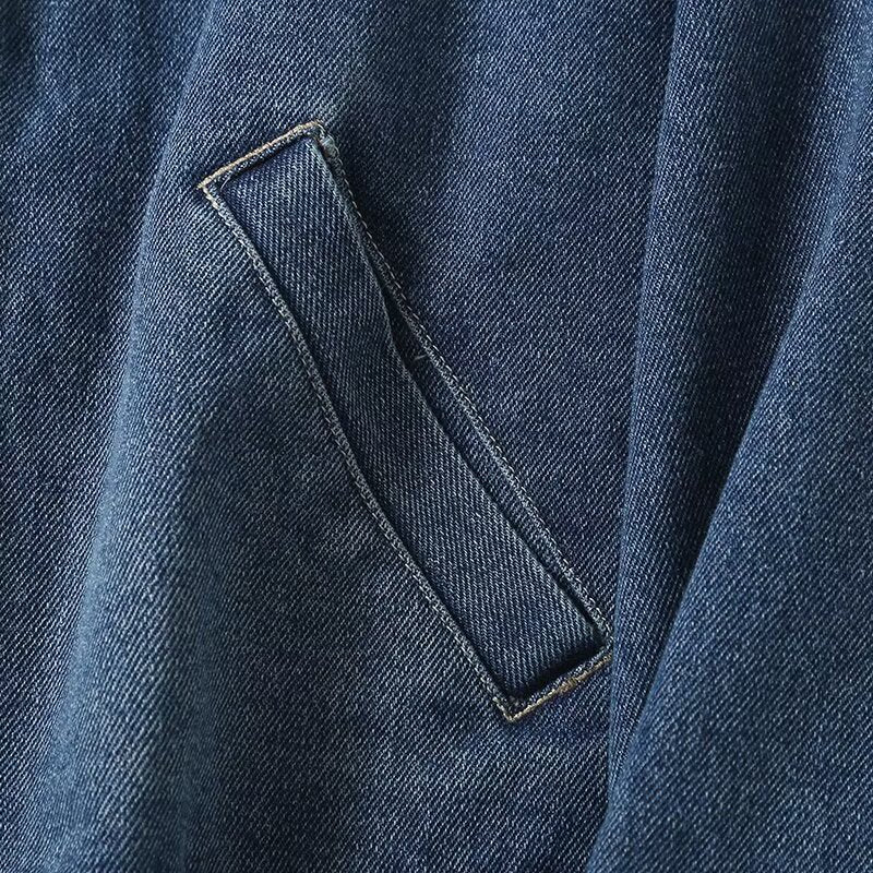 Women's casual short O Neck denim jacket Coat