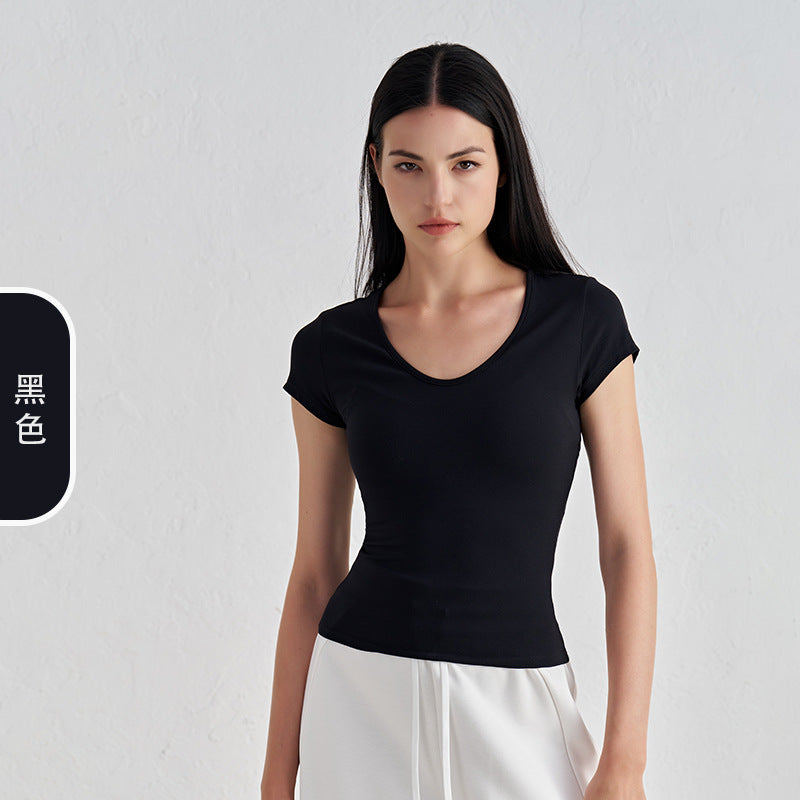 Women's New Comfortable Sports Short-sleeved Fitness Jacket Leisure Yoga Clothes Advanced Waist Slimming Yoga T-shirt