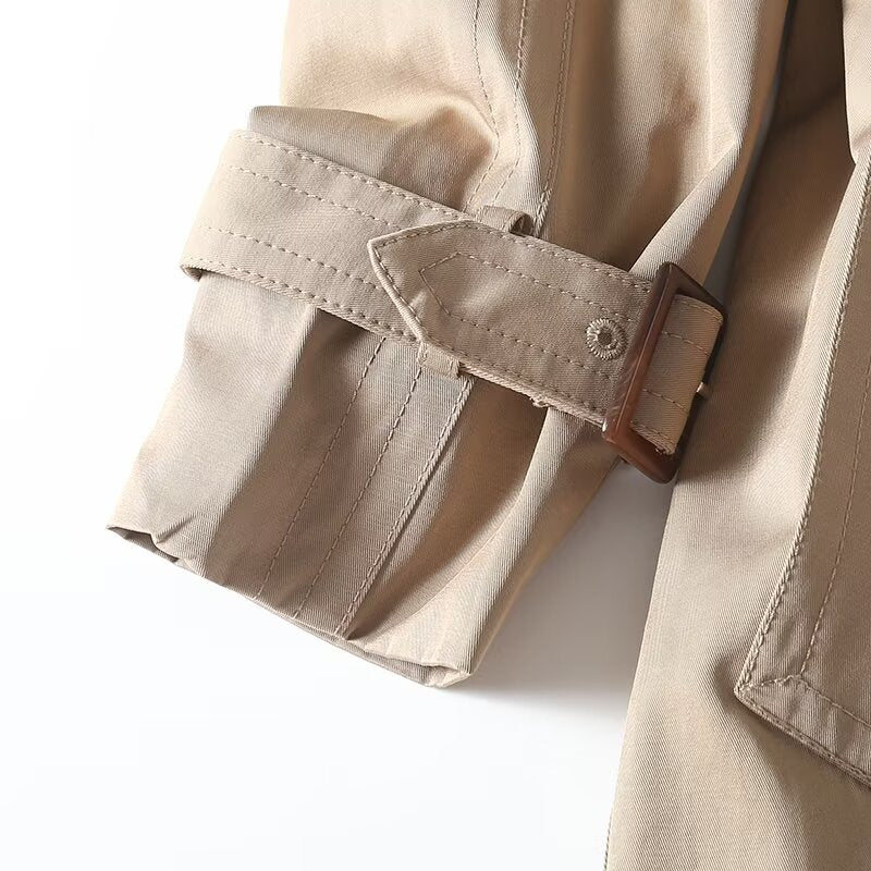 Women's with Belt long style double breasted windbreaker Coat