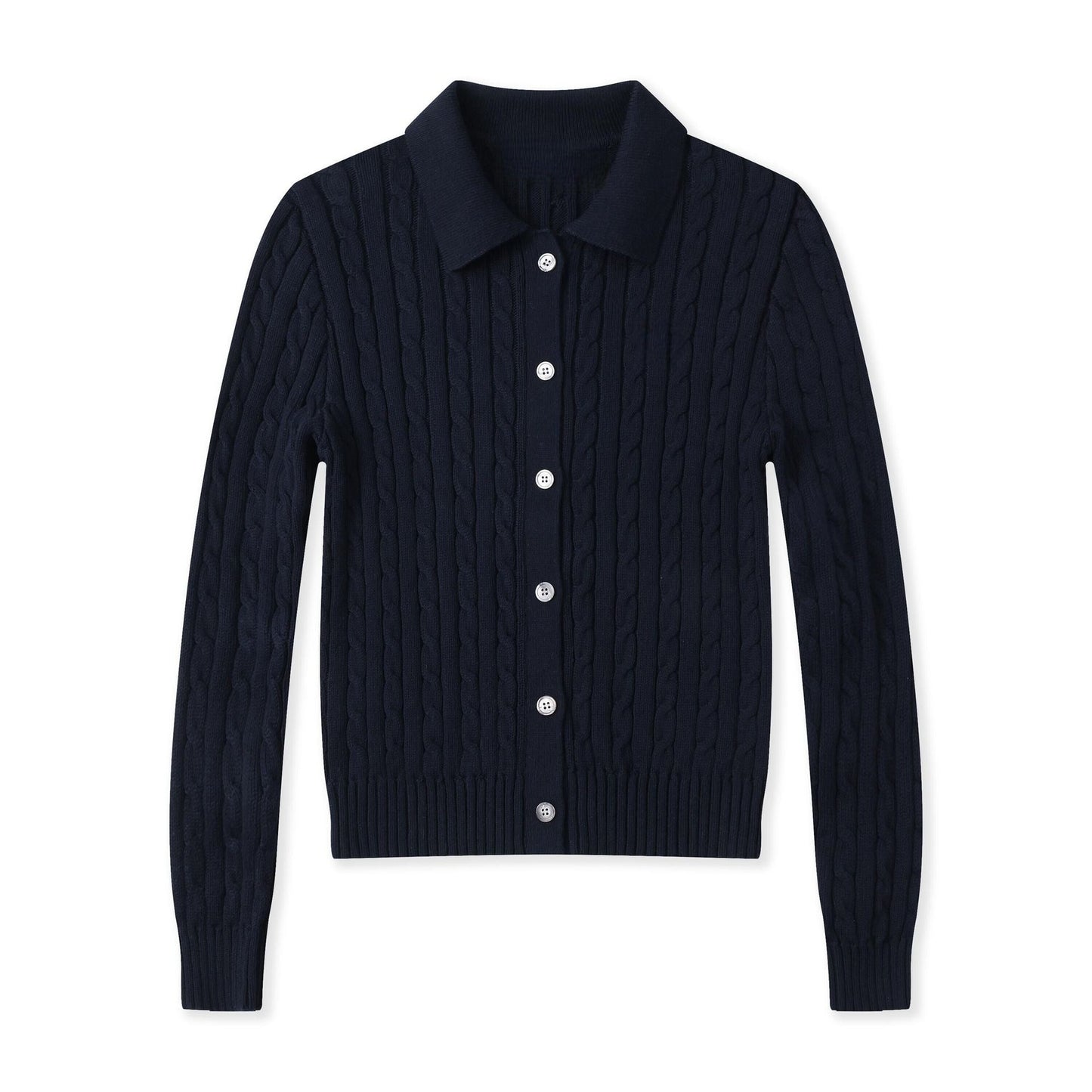 Women's New Sweater Cardigan Basic Classic Embroidered Polo Neck Slim Temperament Thin Coat