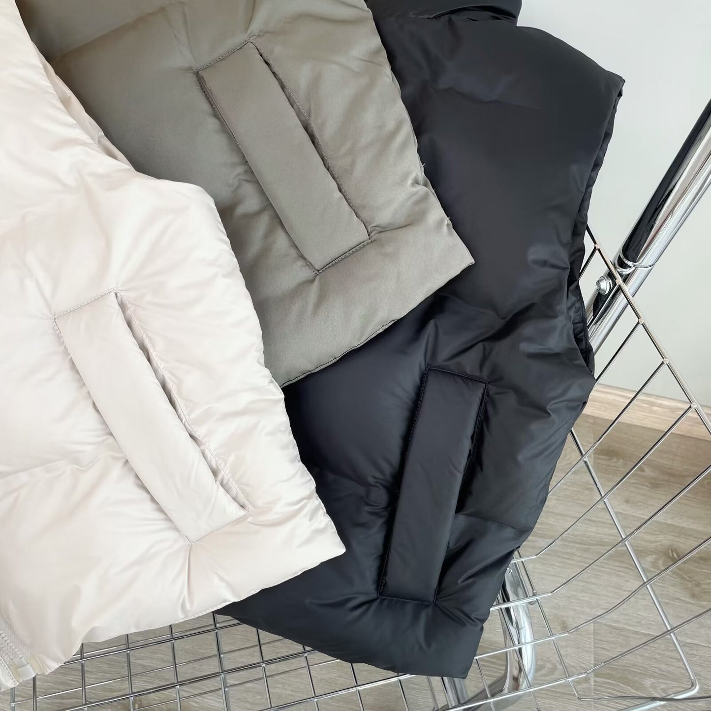 Women's standing collar sleeveless zipper cotton vest