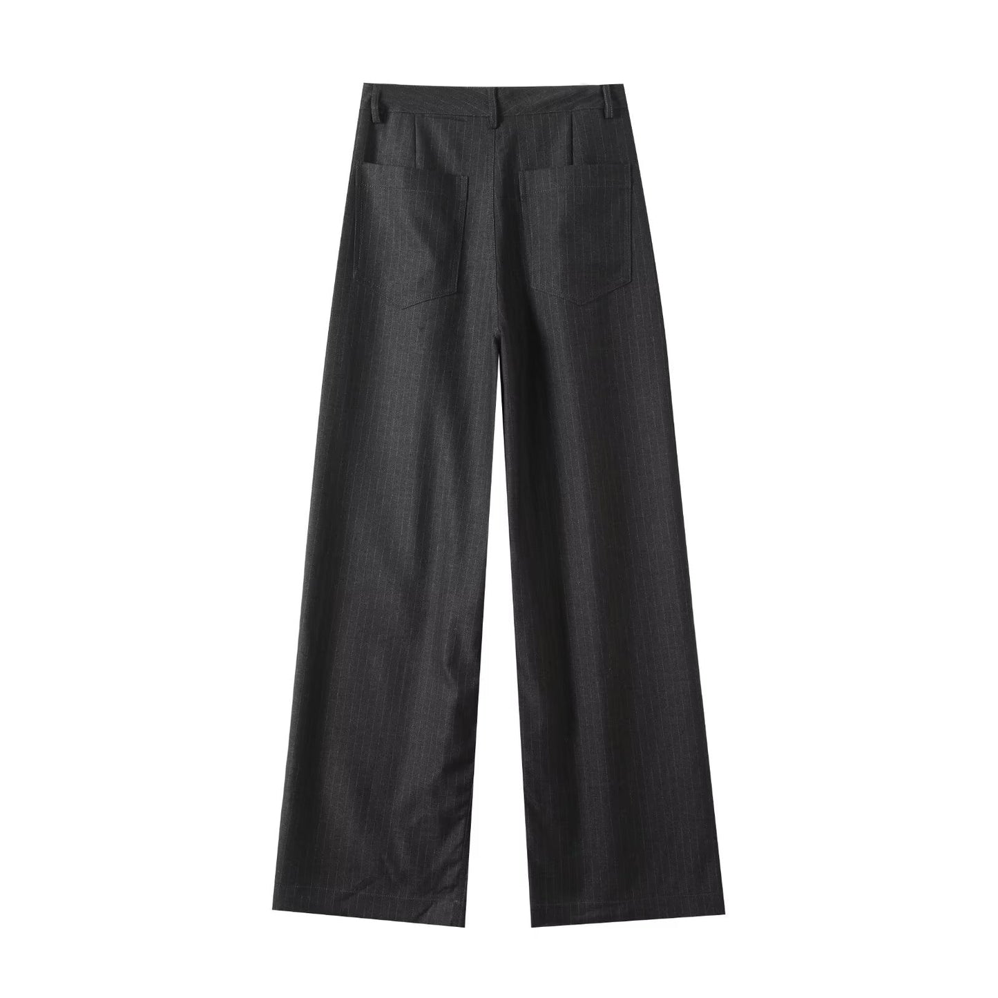 Women's new fashion loose mid waist striped wide leg pants