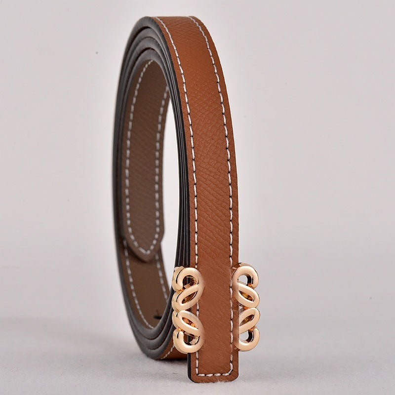 Women's new Joker metal accessories smooth buckle design fashion thin belt belt With a box.