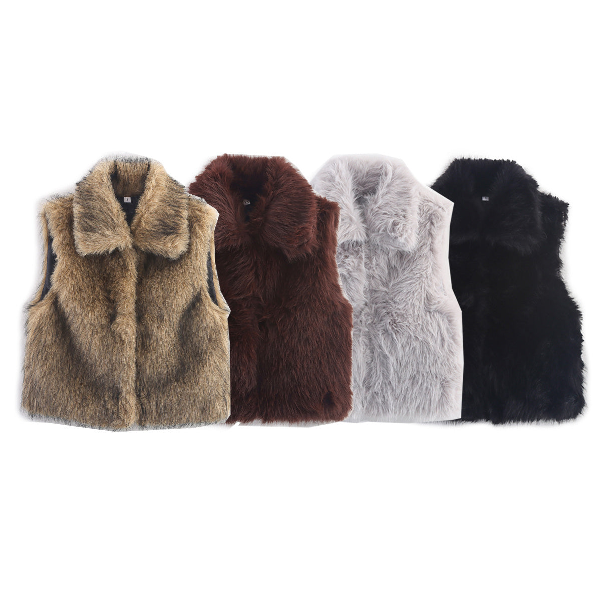 Women's winter new fashion faux fur effect sleeveless lapel vest