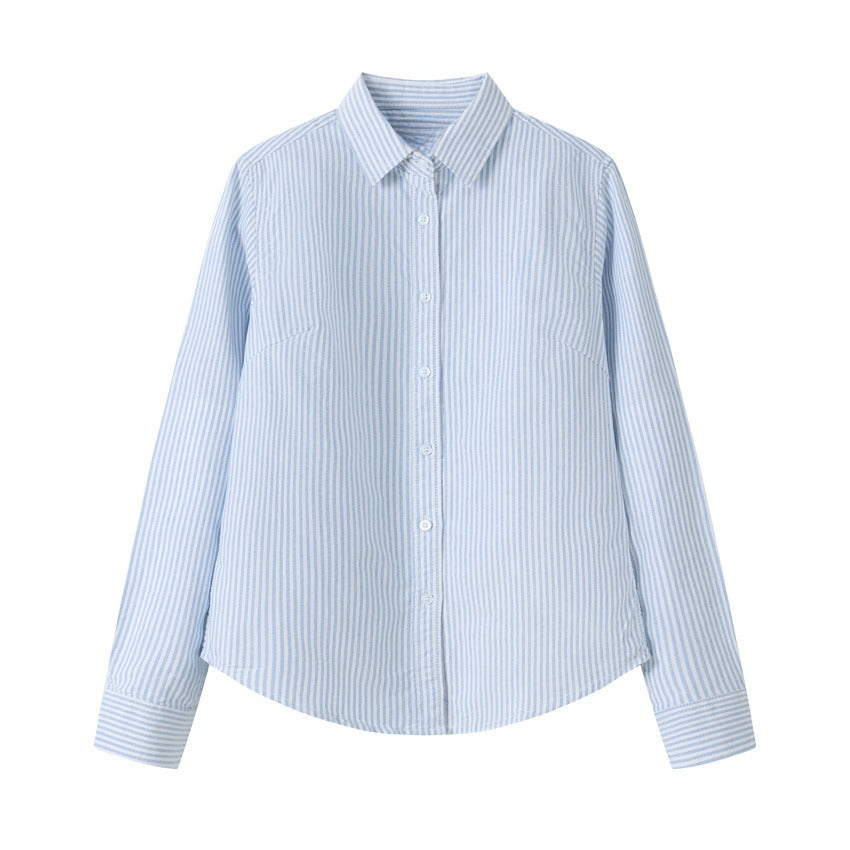 New Women's Embroidered Long-Sleeved Striped Shirt