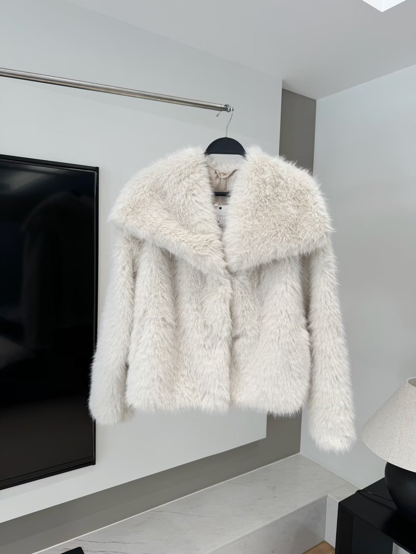 Women's Winter New loose faux fur effect Lapel Coat