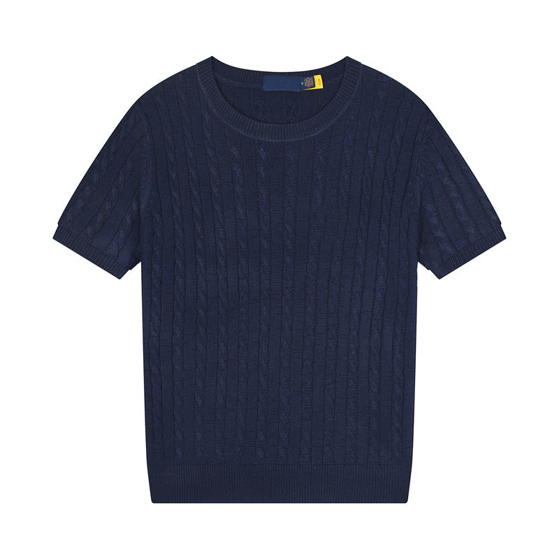 Women's new casual versatile embroidered O-neck short-sleeved T-shirt sweater