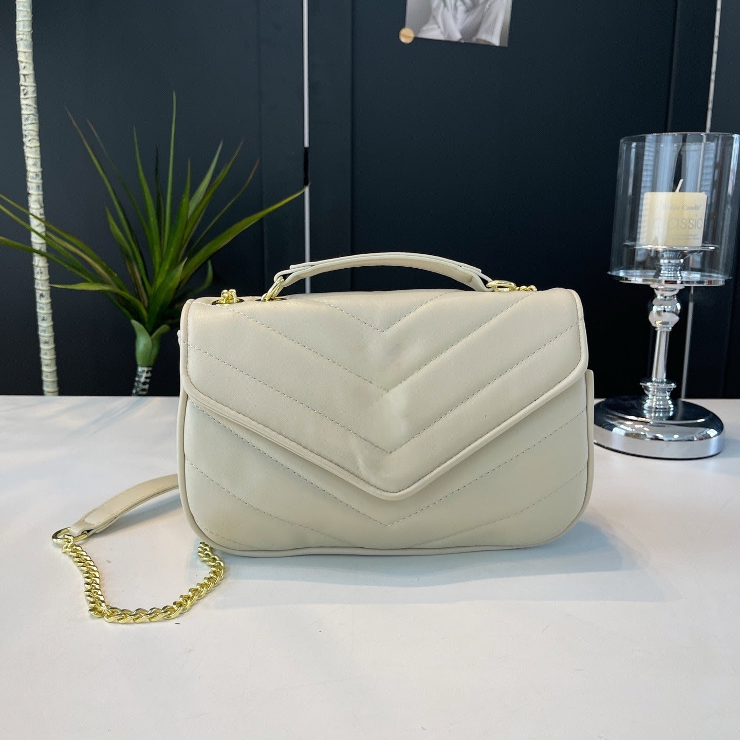 Women's New Fashion Joker Rhombic Design Chain Shoulder Strap Envelope Bag Crossbody Bag With box