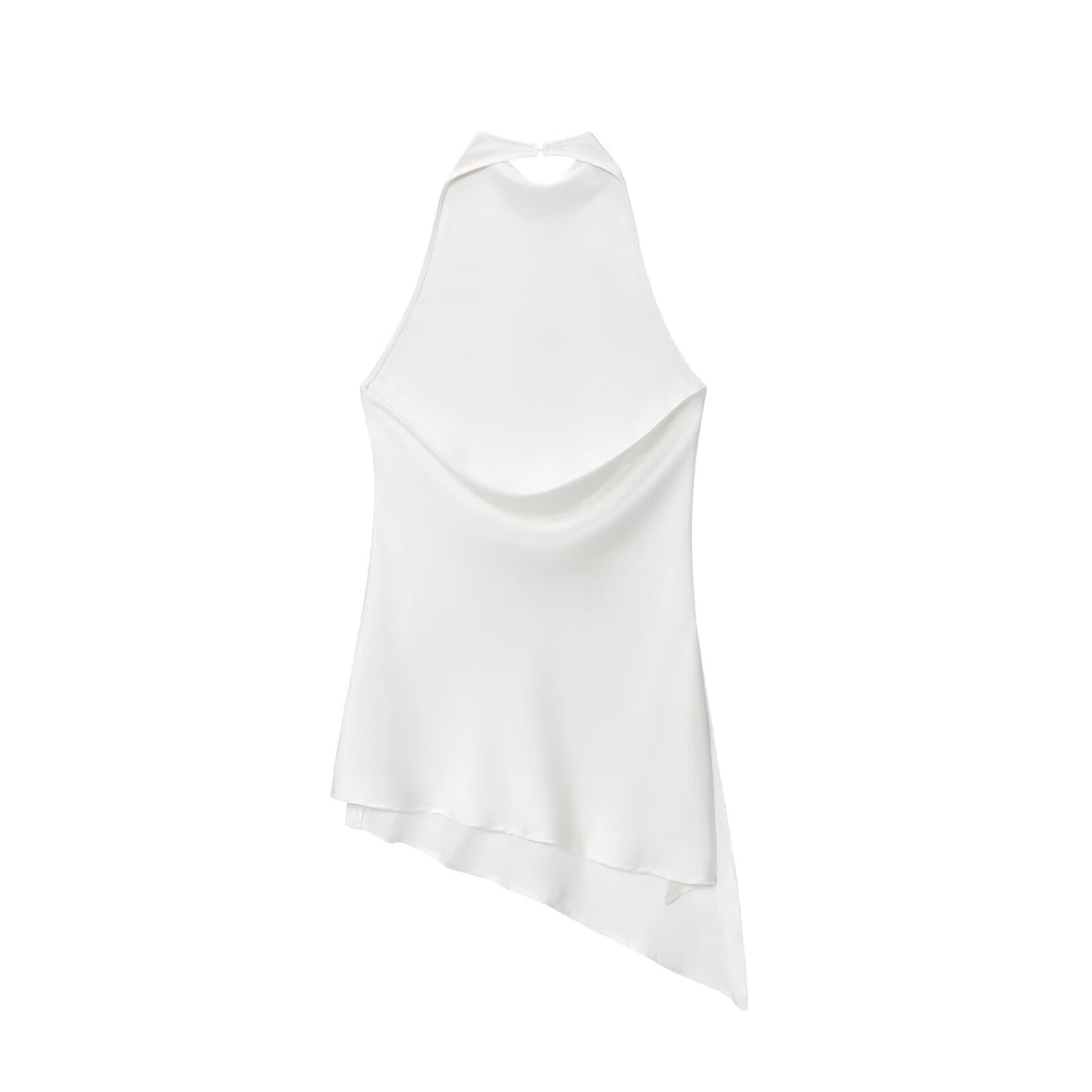 Women's new fashion sleeveless satin texture hanging neck top