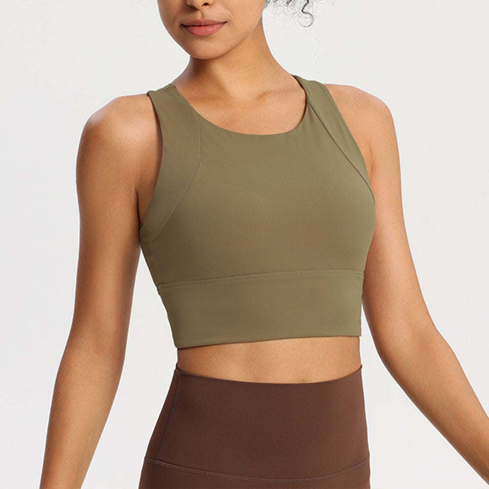 Women's Shockproof Gathered Sports Bra High-strength Fitness Vest with Chest Pad Yoga Bra Integrated Running Underwear