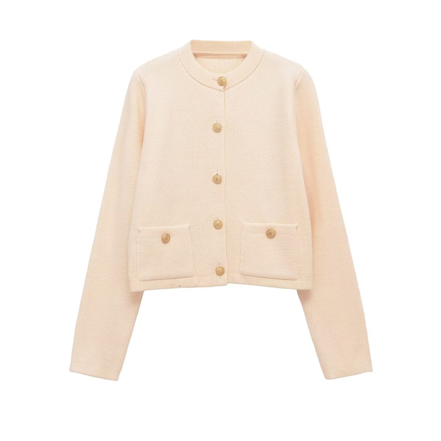 Women's O Neck long sleeved elastic knitted Coat