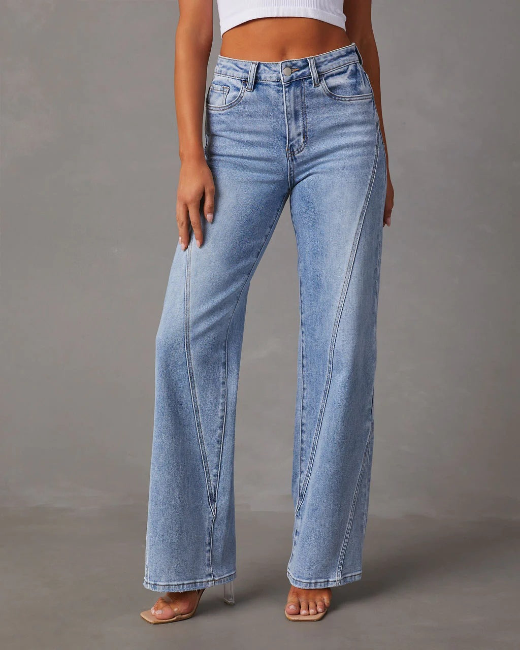 2025 Fashion Loose Splicing Wide Leg Jeans for Women