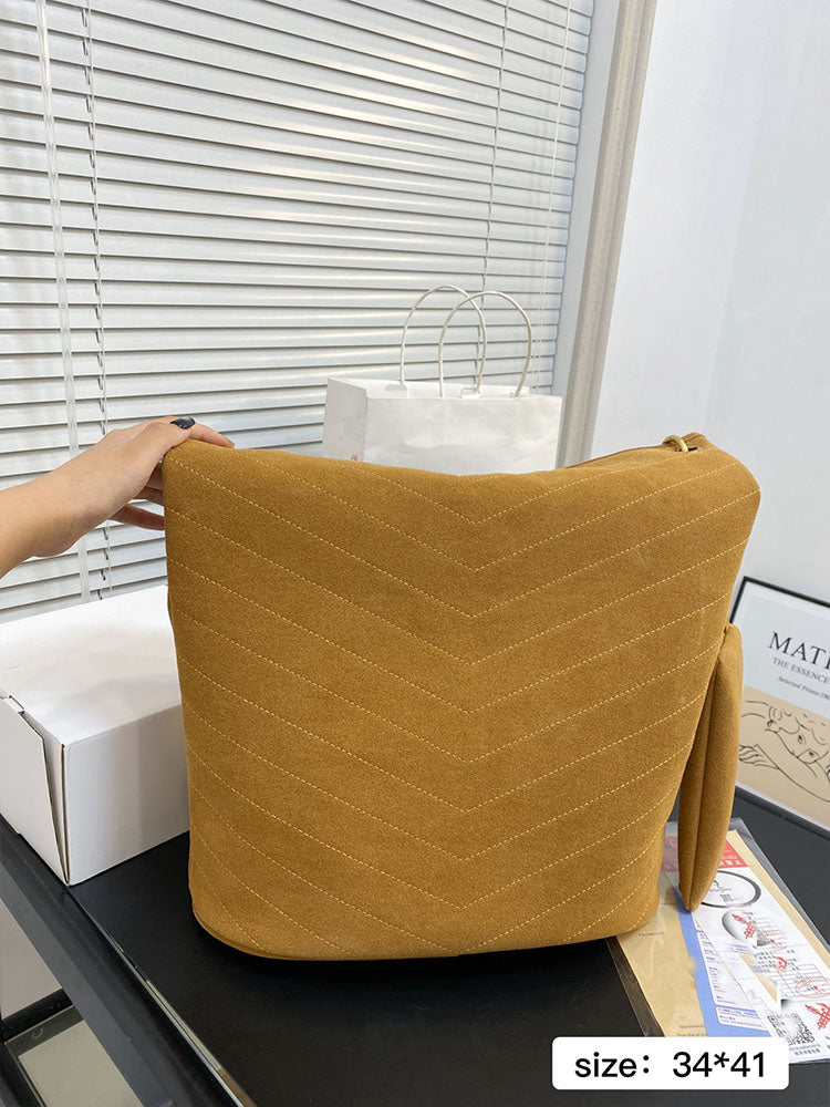 Women's new Joker large-capacity suede bucket bag shoulder underarm bag