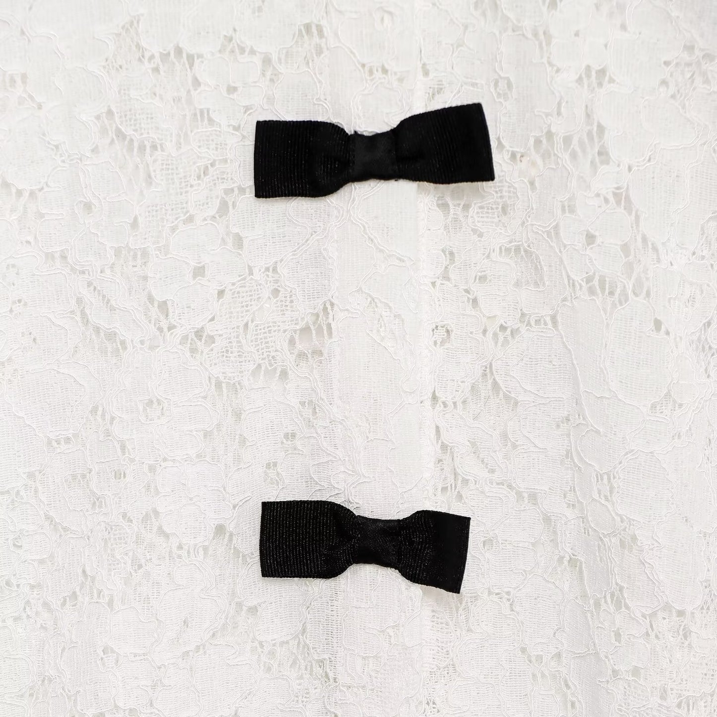 Women's bow decoration casual lapel lace shirt