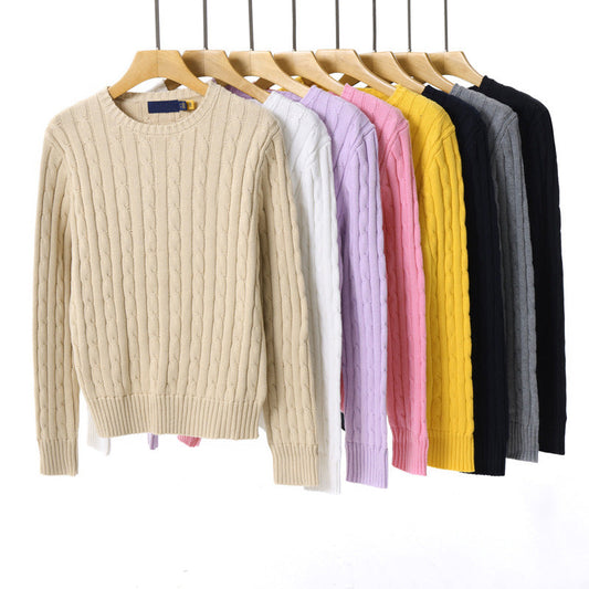 Women's new casual versatile embroidered pullover slim sweater
