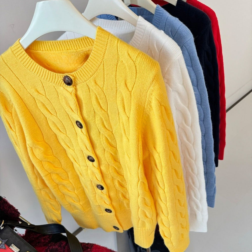 New women's versatile knitted long-sleeved cardigan