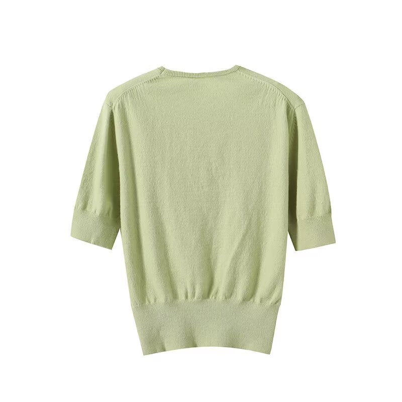 Women's Autumn Fashion Casual O-Neck Mid Sleeve Knitted Top