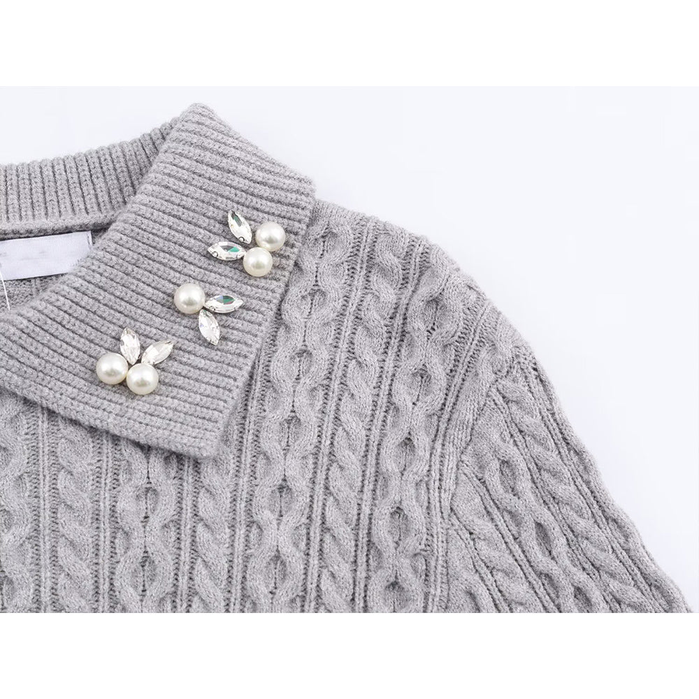 Women's jewelry collar decoration striped knitted sweater