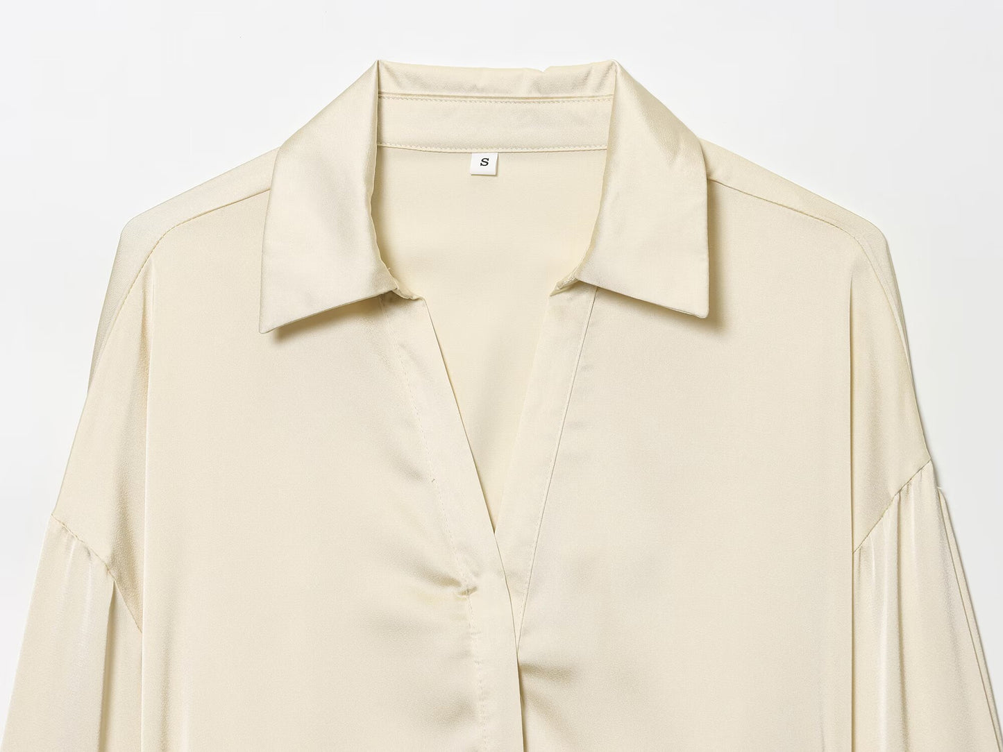 Women's New Fashion With Belt Satin Texture Lapel Shirt