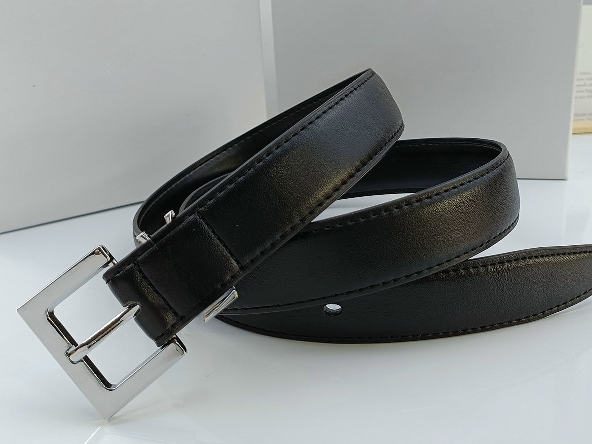 חגורת חגורה דקה לנשים בעיצוב אבזם סיכה רב-צבעי עם סיכת ג'וקר אופנתית מזדמנת