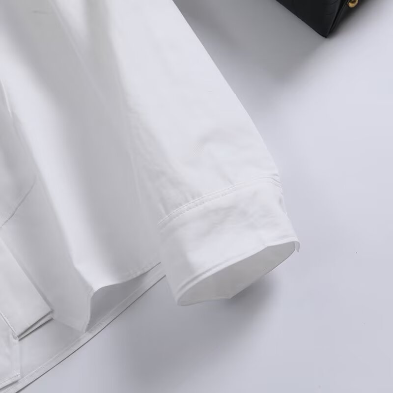 Women's new fashion Interior style patchwork short long sleeved shirt