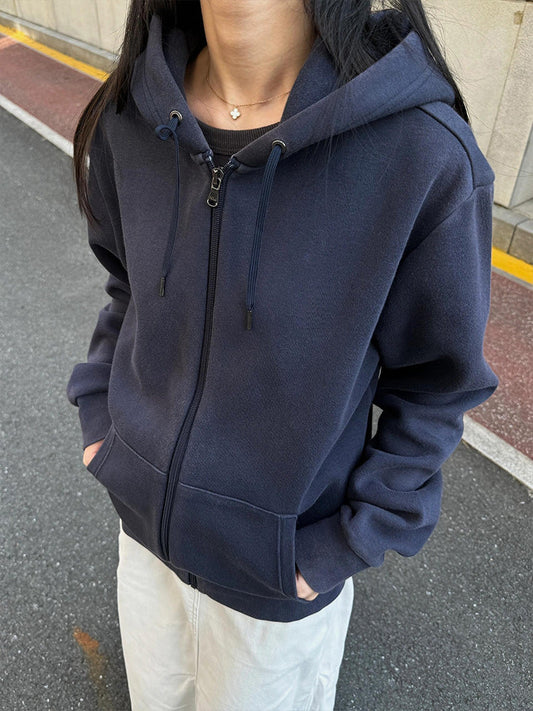 סוודר חדש לנשים עם רקמה של ג'וקר, עיצוב כיסים, שרוולים ארוכים ורוכסן.