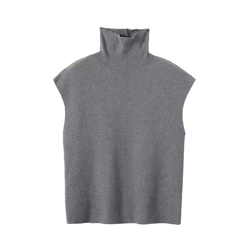 Women's new fashion high neck flying sleeve knitted vest+Skirts suit