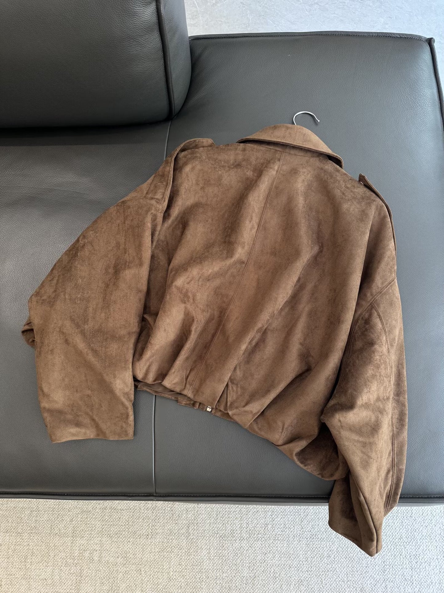 מעיל טיסה מעור זמש דש מזדמן חדש לנשים