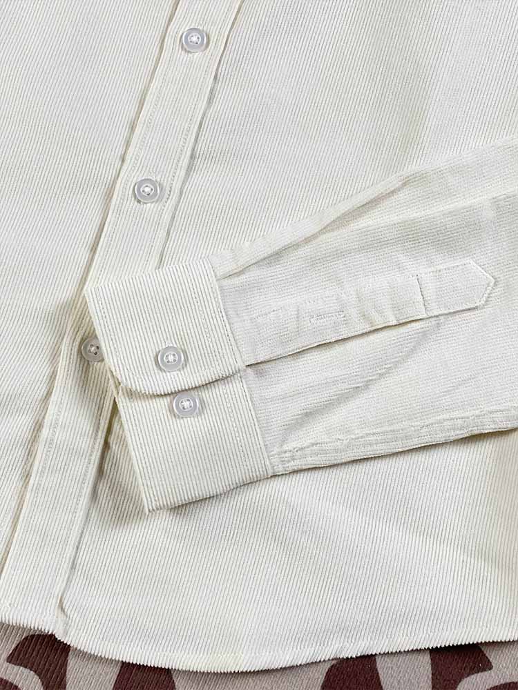 גברים ונשים עם אותה אופנה חדשה ג'וקר חולצת דש עם שרוולים ארוכים ורפויים מכותנה קורדרוי קז'ואל.