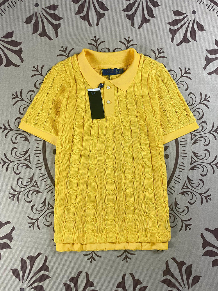 חולצת טי שירט סריגים עם דש רקום של ג'וקר לנשים